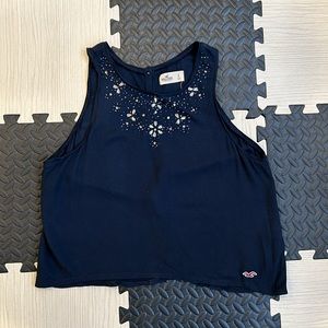 Hollister tank beaded tank top with button detailing on the back size small